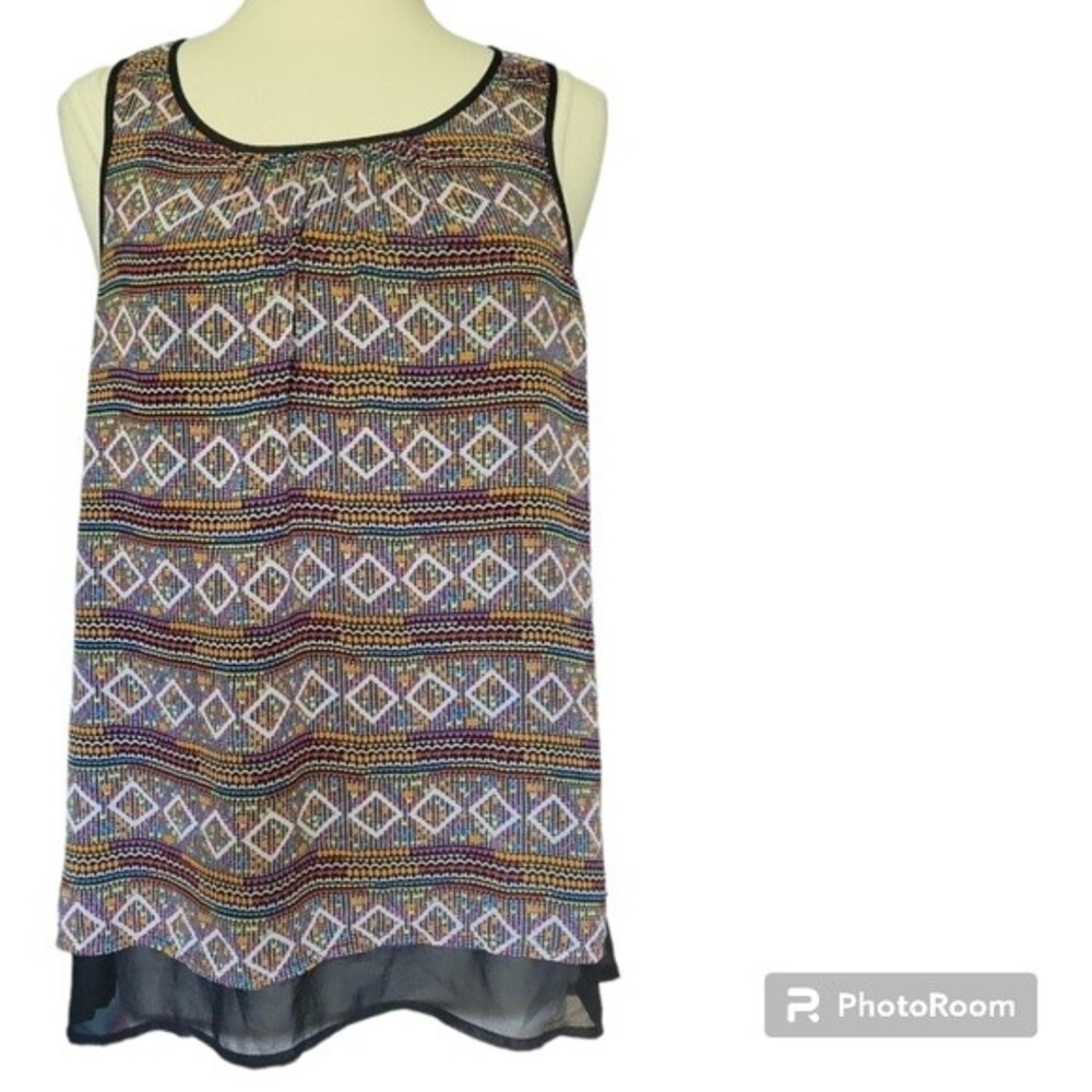 Black Rainn Rainbow Print Tank Top - L
